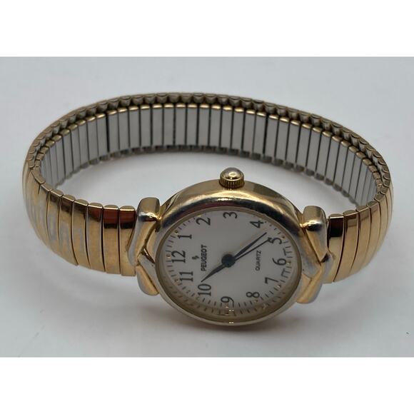 Peugeot Women's Quartz 26mm Watch Gold Tone w/ New Battery Expandable Band - Picture 3 of 5